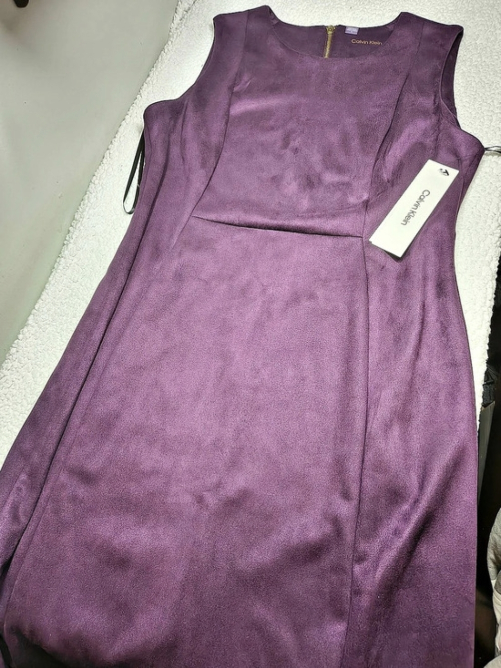Calvin Klein Faux Suede Sheath Dress Purple Size 12